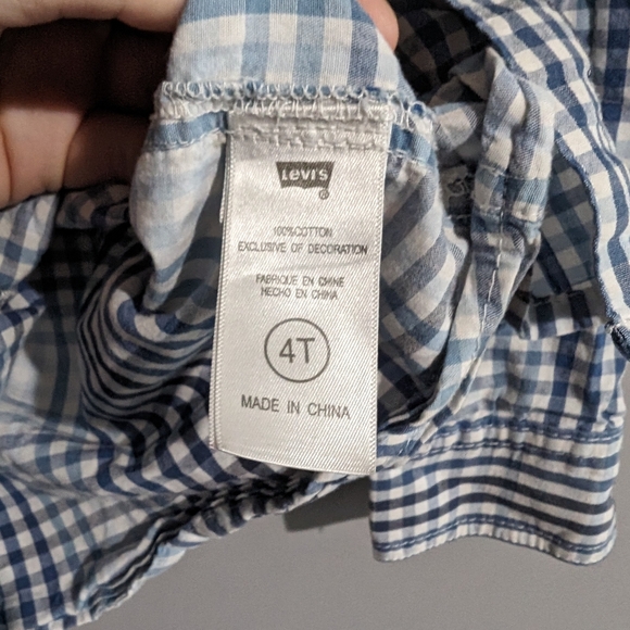 Levi strauss boys plaid blue button up long sleeve shirt size 4T - Picture 9 of 9